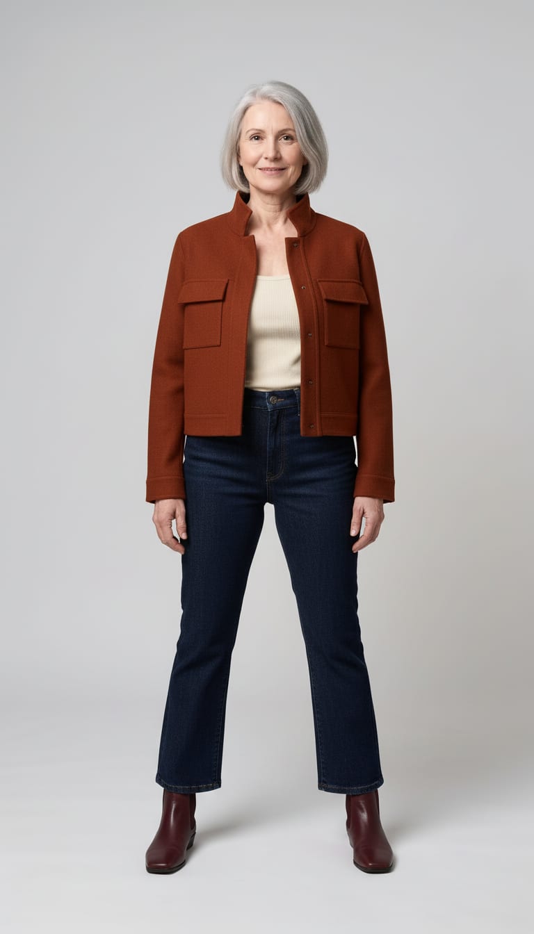 A model wearing a barrel jeans outfit.