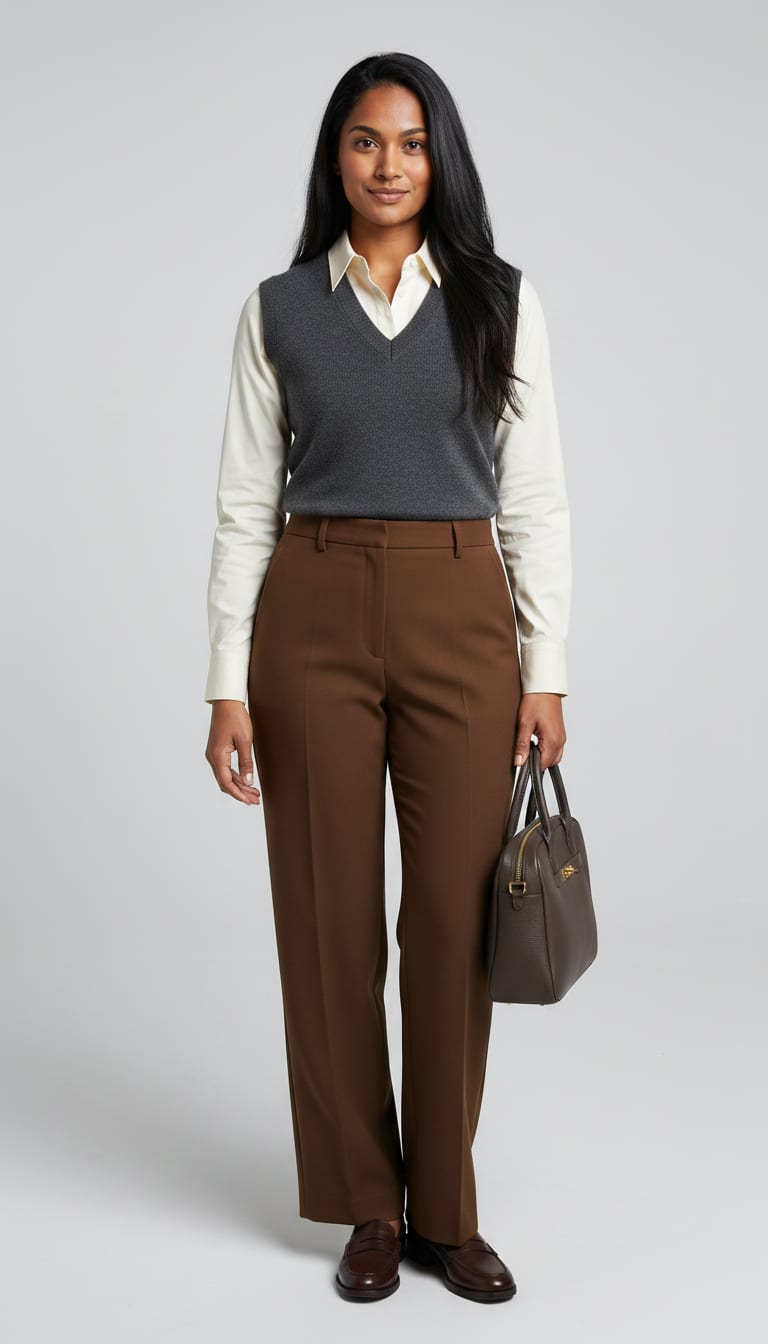 A model wearing an outfit for holiday party.
