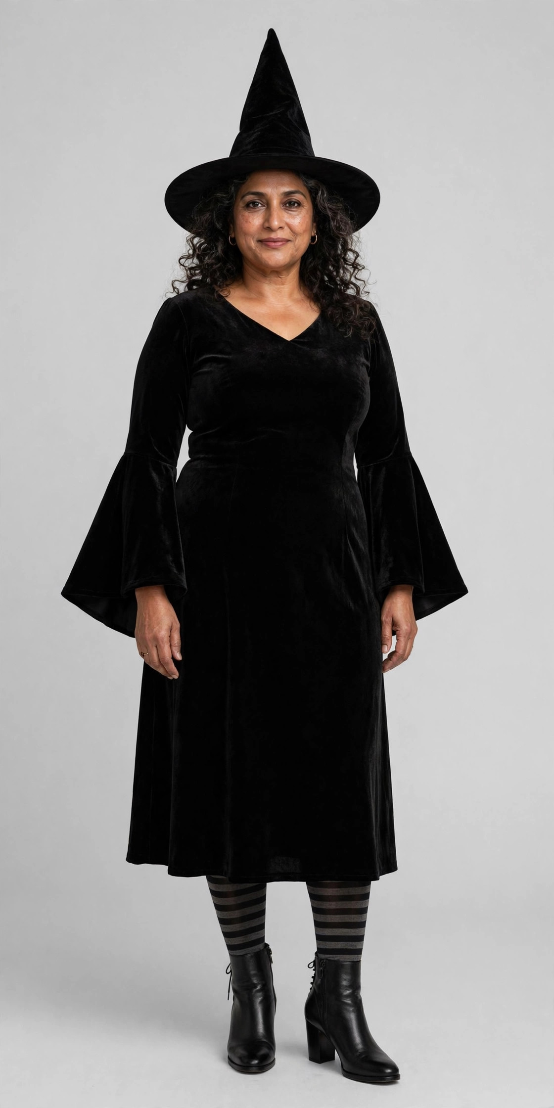 A woman wearing a Halloween outfit.