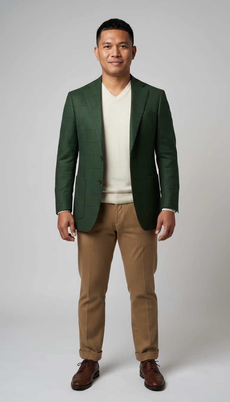 A model wearing a men's old money outfit.