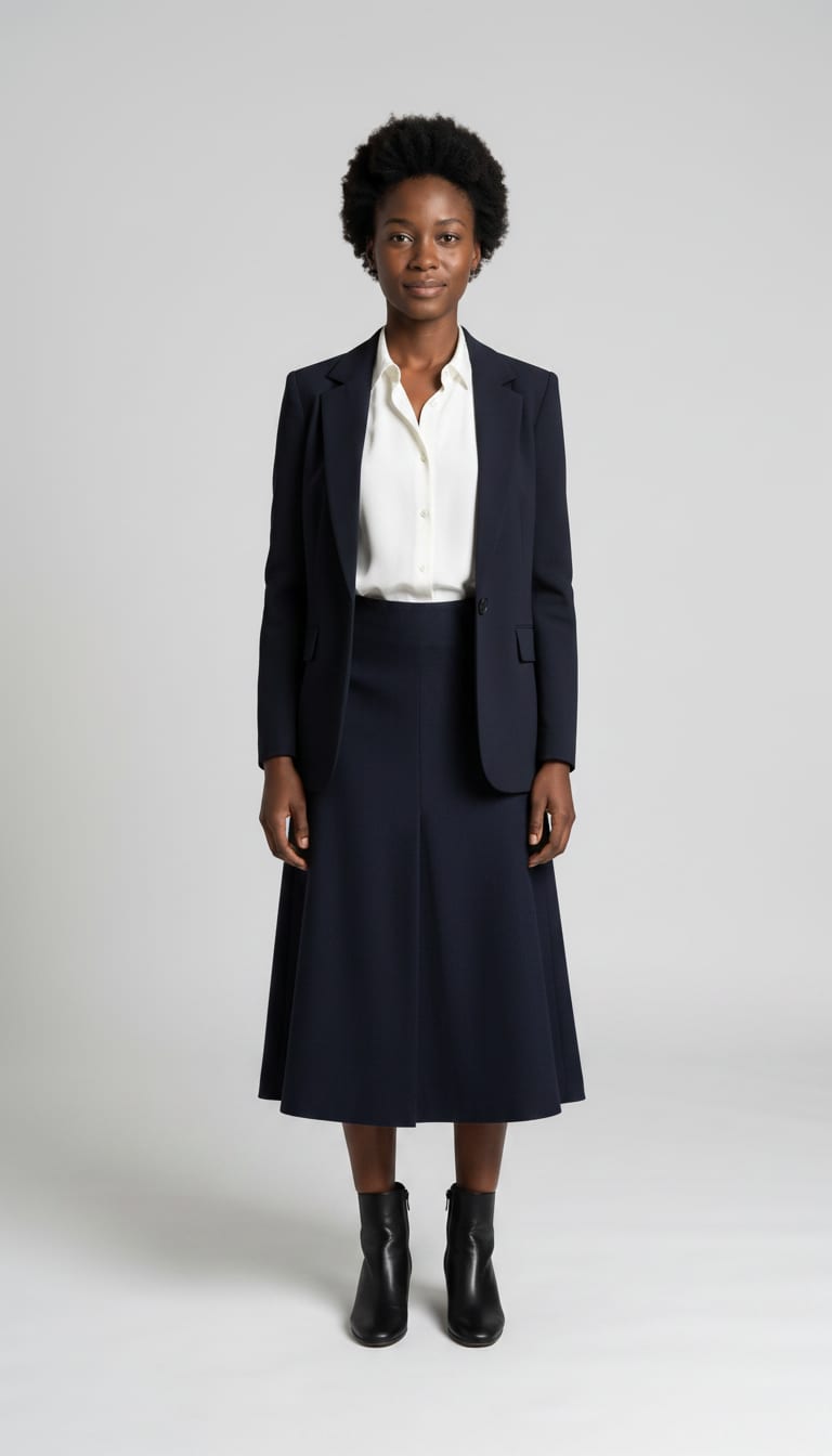 A model wearing a quiet luxury outfit.