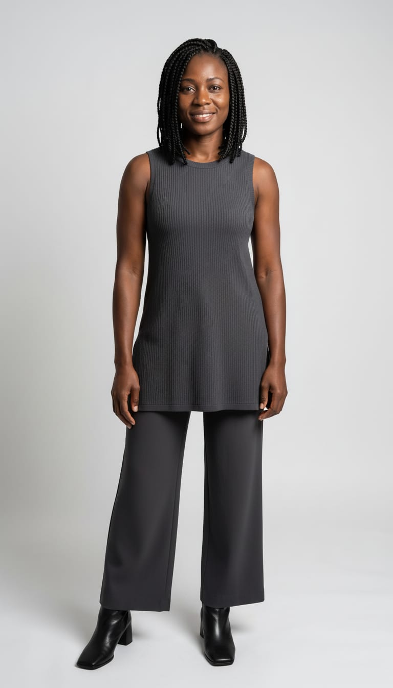 A model wearing an outfit for Thanksgiving.